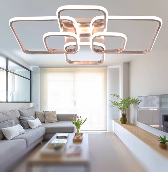 TT Aydınlatma TT500-6-FSR  Fransız Sarı Kaplama Plofonyer 6 lı Led Avize - Resim 3