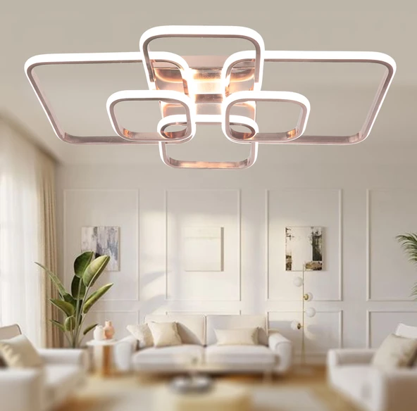 TT Aydınlatma TT500-6-FSR  Fransız Sarı Kaplama Plofonyer 6 lı Led Avize - Resim 2