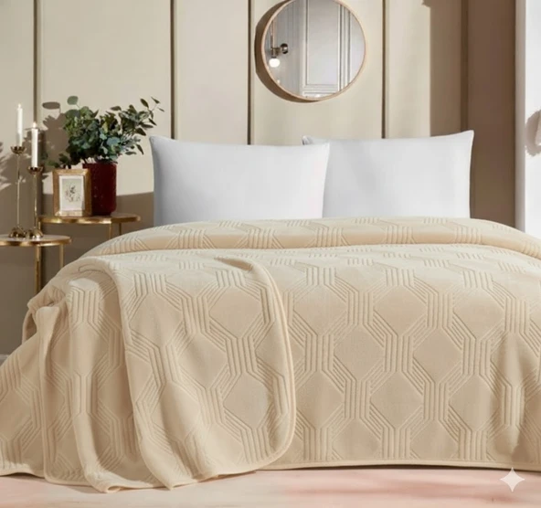 ÖZDİLEK BATTANİYE TEK KİŞİLİK TRENDY BEJ ürün görseli