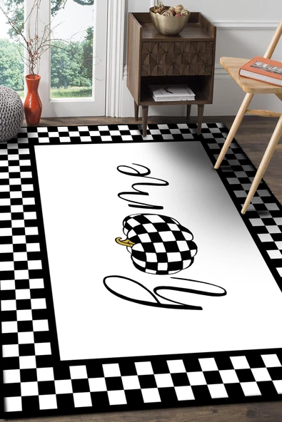 Frenda Home Dekoratif Home Desen Yıkanabilir Pamuk Taban Baskılı Halı  BEYAZ 120X180