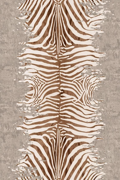 Frenda Home Zebra Desen Kaymaz Deri Taban Halı  BEJ 100X300 - 2