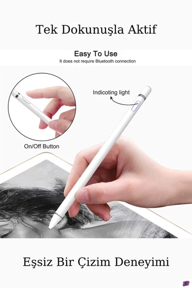 Dolia  Tüm Hometech Tabletlere Uyumlu Dokunmatik Ekran Kalemi Yazı Ve Çizim Için Stylus Pen - 2