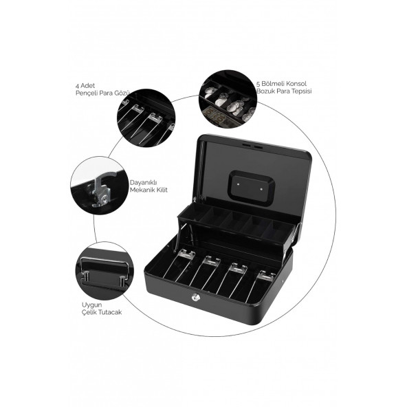 Mühlen Cash Box Cb300 Fonksiyonel Taşınabilir Anahtarlı Para Çekmecesi/Kutusu Otomatik Para Rafları - 3