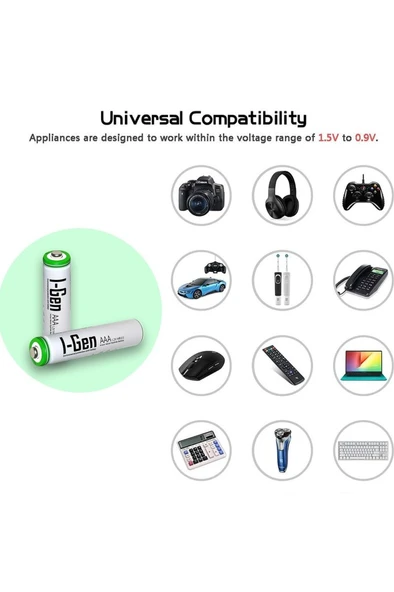 I-Gen B110 4 Adet AAA 650 Mah Şarj Edilebilir İnce Kalem Pil 1.2V Ni-MH Şarjlı Pil - 2