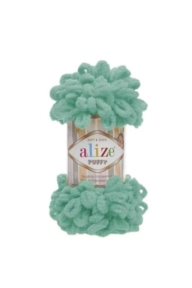 Alize  5 adet alize puffy elle örülen kadife ip no 490 mint - 1