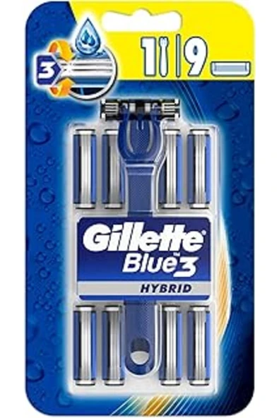 Cepahir  Gillette Blue3 Hybrid Erkek Tıraş Makinesi + Yedek Tıraş Bıçağı 9'Lu