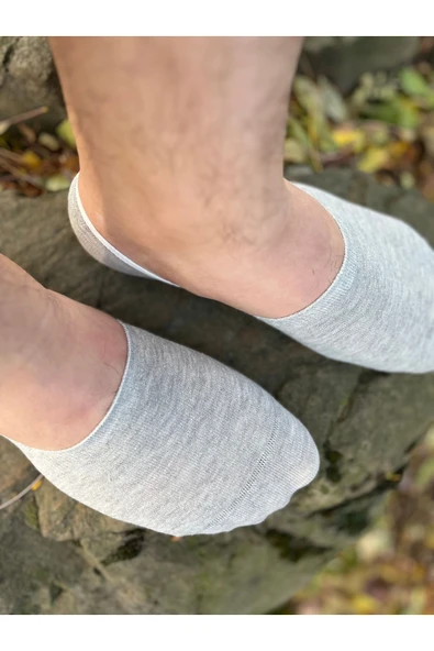 Mersella  Pamuklu Yumuşak Silonlu Kaymaz 3'lü Kadın Babet Çorap Pamuklu Çorap Krem - Resim 5