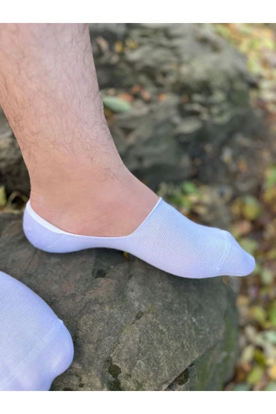 Mersella  Pamuklu Yumuşak Silonlu Kaymaz 6'lı Kadın Babet Çorap Pamuklu Çorap Siyah - Resim 4