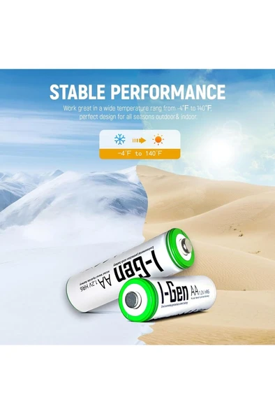 I-Gen B163 4 Adet AA 1100 mAh Şarj Edilebilir Kalem Pil 1.2V Ni-MH Solar Aydınlatma Uyumlu - 4