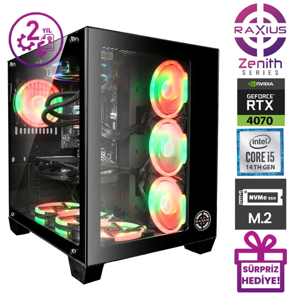 RaXius Zenith Z1 i5 4070-144F001 i5-14400F 16GB 512SSD RTX4070 FreeDOS Gaming Masaüstü Bilgisayar - 2