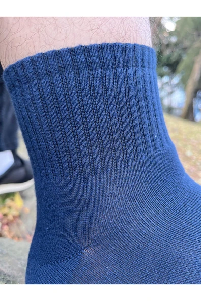 Mersella  Pamuklu Yumuşak Karışık 3'lü Beyaz Kadın Soket Çorap Pamuklu Çorap  Dikişli - Resim 3