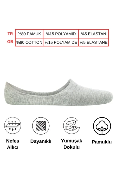 Mersella  Pamuklu Yumuşak Silonlu Kaymaz Erkek Babet Çorap Pamuklu Çorap - Resim 4