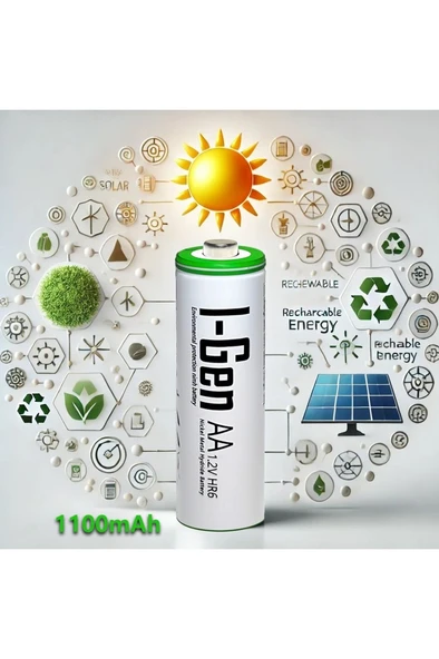 I-Gen B163 4 Adet AA 1100 mAh Şarj Edilebilir Kalem Pil 1.2V Ni-MH Solar Aydınlatma Uyumlu - 2