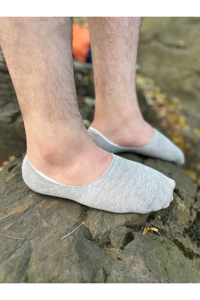 Mersella  Pamuklu Yumuşak Silonlu Kaymaz 3'lü Kadın Babet Çorap Pamuklu Çorap Krem - Resim 4