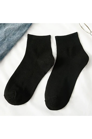 Mersella  Pamuklu Yumuşak Karışık 6'lı Kadın Soket Çorap Pamuklu Çorap Siyah/beyaz - Resim 5