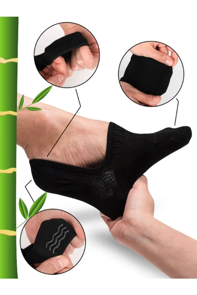 Mersella  Bambu Yumuşak Erkek Babet Çorap Bambu Slikon Çorap Ayaktan Çıkmaz Çorap - Resim 3