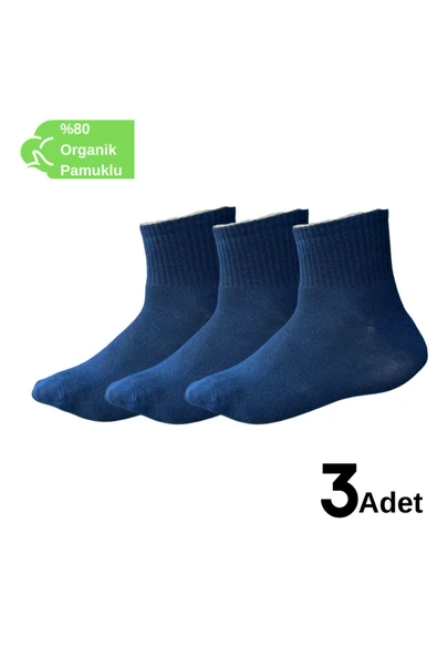 Mersella  Pamuklu Yumuşak Karışık 3'lü Beyaz Kadın Soket Çorap Pamuklu Çorap  Dikişli