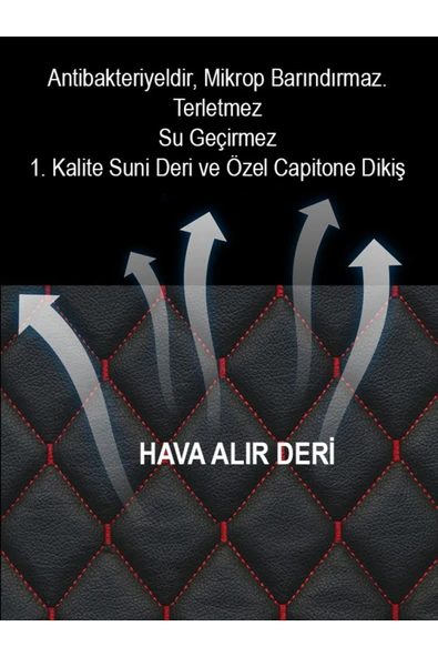 Ftmoto  Opel Insignia 2008-2013 Kumaş 2li Deri Kaplama Koltuk Minderi Siyah Kırmızı