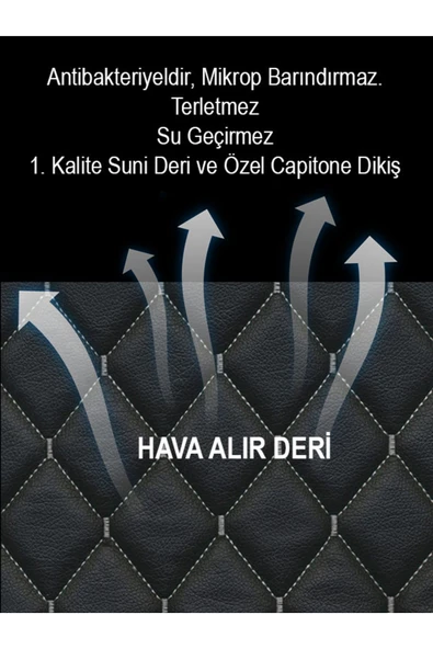 Ftmoto  Mini Coupe 2li Koltuk Minderi Terletmez Deri Siyah Beyaz