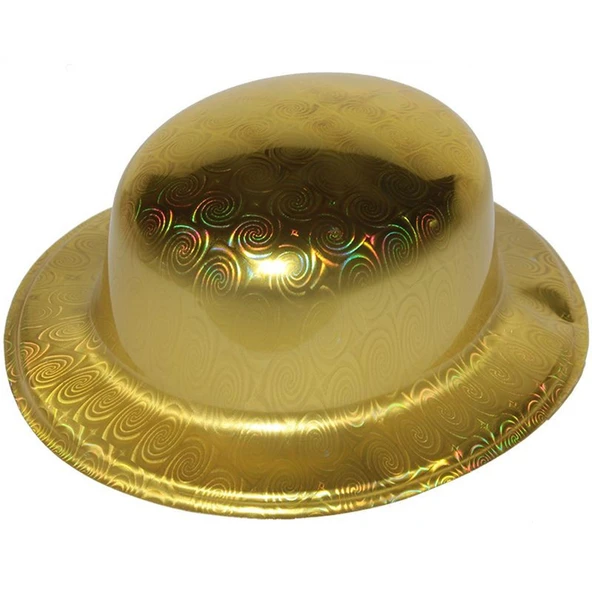 Altın Renk Hologramlı Plastik Yuvarlak Melon 27x24 cm - 2