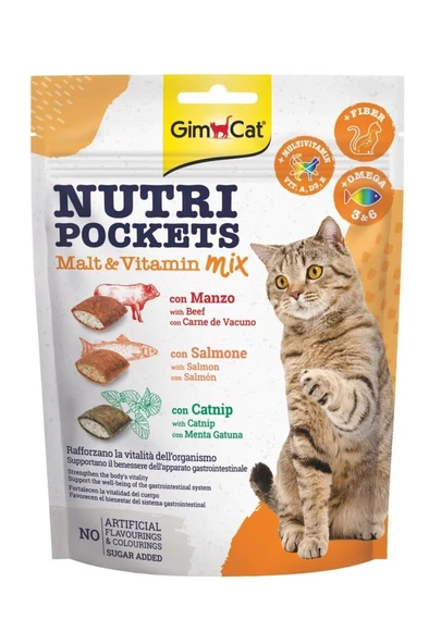 GimCat Nutripockets Kedi Ödülü Malt ve 4 Multivitamin 150Gr