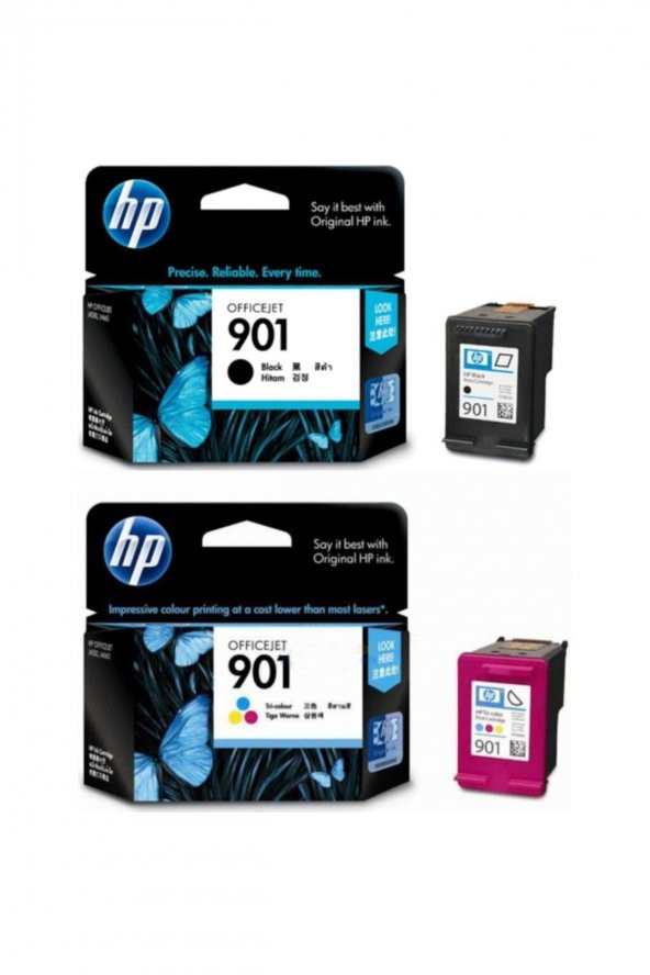 HP 901 + 901 CC653AE CC656AE Siyah ve Renkli Orjinal Kartuş Seti