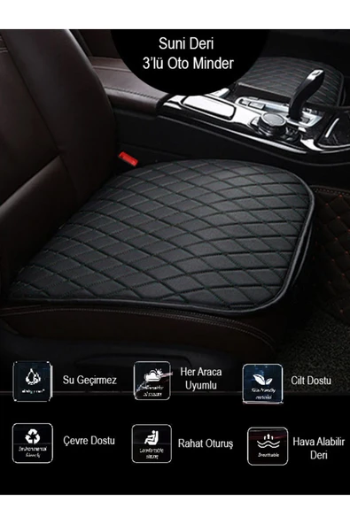 Ftmoto  Fiat Egea Ön ve Arka Takım Koltuk Minderi Siyah Deri siyah Dikis