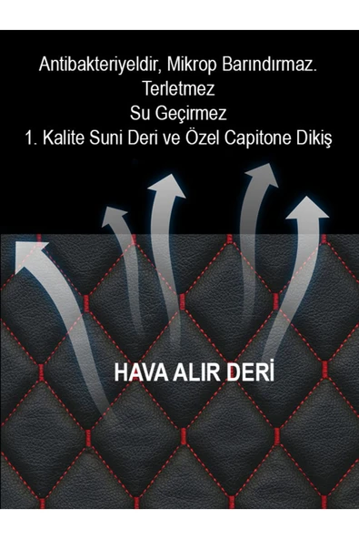 Ftmoto  Kia Sorento Kumaş 2li Deri Kaplama Koltuk Minderi Siyah Kırmızı