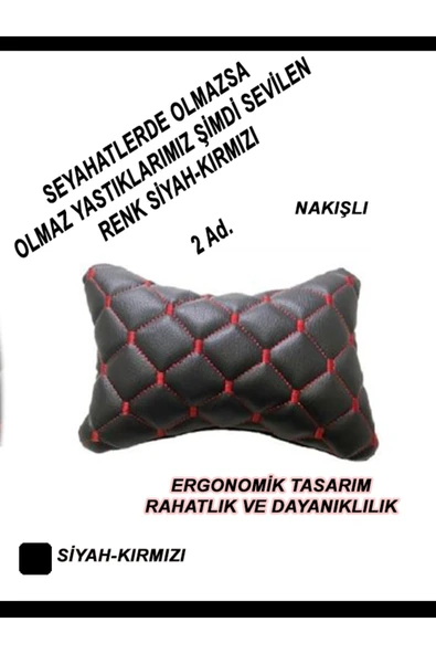 Ftmoto  Seat IBIZA SW Oto Koltuk Boyun Yastığı Kırmızı - Resim 2
