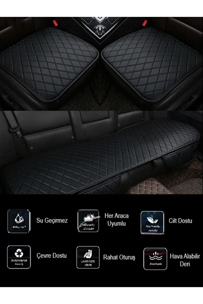Ftmoto  Opel Astra J 2009-2015 Hb Sedan Ön ve Arka Takım Koltuk Minderi Siyah Deri siyah Dikis