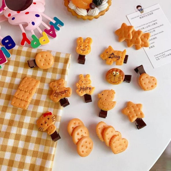 Kız Çocuk Bebek Bisküvili Kedi Klipsli 2li Toka - 2