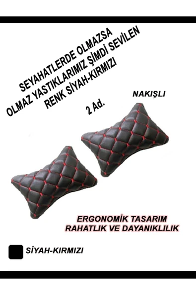 Ftmoto  Seat IBIZA SW Oto Koltuk Boyun Yastığı Kırmızı - Resim 3