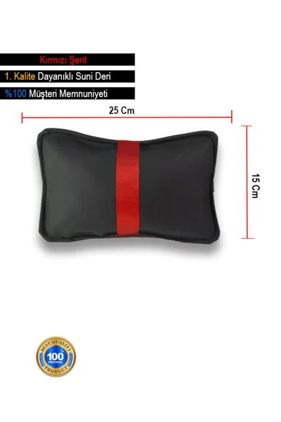 Ftmoto  Fiat Panda 2012 ve Sonrası Oto Koltuk Kırmızı Şerit Boyun Yastığı 2 Adet - Resim 3