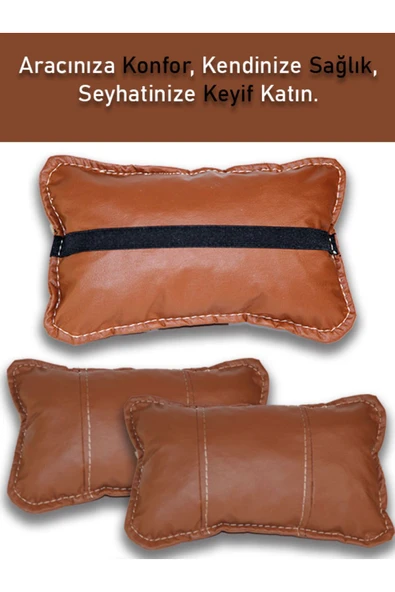 Ftmoto  Hyundai Getz Oto Koltuk Boyun Yastığı Taba Renk 2 Adet - Resim 2