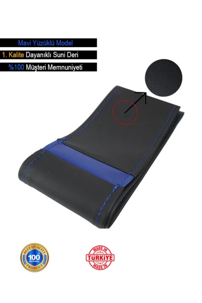 Ftmoto  Mini One YENİ süper deri Direksiyon Kılıfı, Mavi Şeritli Spor Dikiş