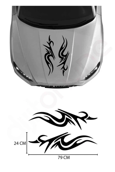 Ftmoto  2 Adet Tribal Kaput Araba Sticker Oto Sticker 79×24 Cm