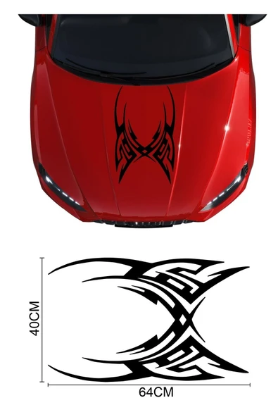 Ftmoto  Tribal Kaput Araba Sticker Oto Sticker 64×40 Cm