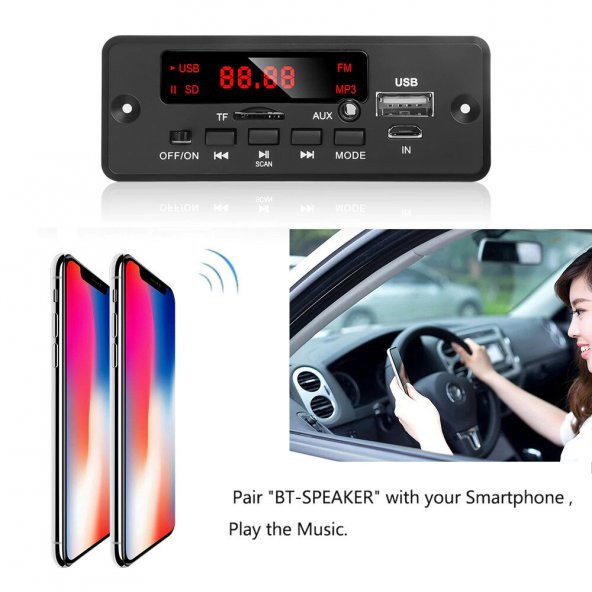 2 x 25 WATT HOPARLÖR ÇIKIŞLI FM DEKODER (Bluetooth USB TF kart FM Radyo MP3 Player) - 3