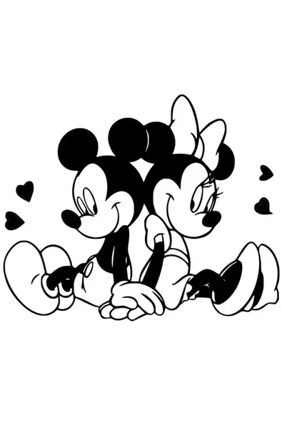 Ftmoto  Mickey Minnie Sırt Sırta Sticker (Oto-Motor-Laptop-Duvar-Dekor) 20 x 16 cm