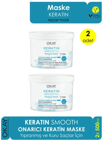 Saç Maskesi Keratin Smooth 500ml X 2 Adet - Resim 3