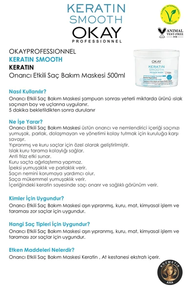 Saç Bakım Maskesi Smooth Keratin 500ml Profesyonel - Resim 2