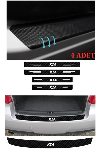Ftmoto  Kia Sportage İçin Uyumlu Aksesuar Oto Bagaj Ve Kapı Eşiği Sticker Seti Karbon