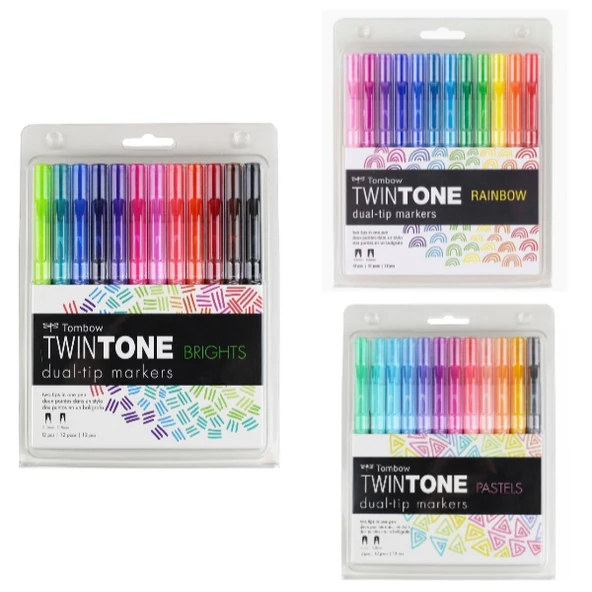 Tombow Twintone 36'lı Set - Pastel Renkler / Parlak Renkler / Rainbow ürün görseli