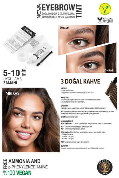 Eyebrow Tint Vegan Kaş Boyası Seti 3 Doğal Kahve - Resim 2