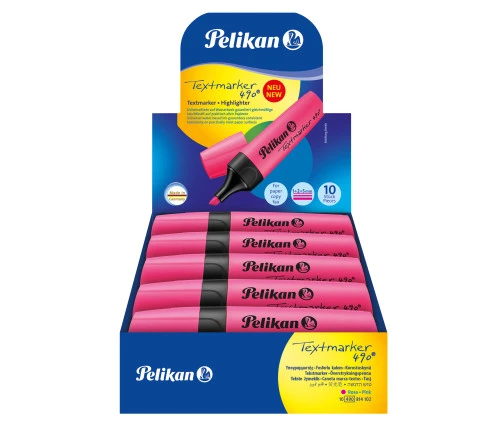 Pelikan 490 Fosforlu Kalem 10'lu Kutu - Pembe - 1