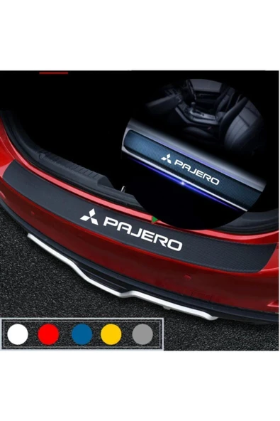 Ftmoto  Mitsubishi Pajero İçin Uyumlu Aksesuar Oto Bagaj Ve Kapı Eşiği Sticker Seti Karbon - 1