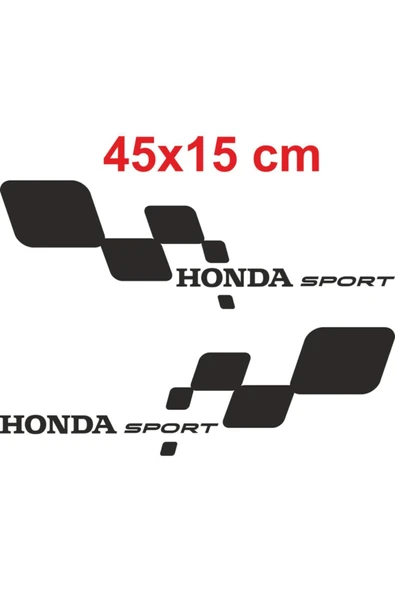Ftmoto  Honda Sport Sağ Ve Sol 2 Adet Oto Sticker, Siyah Renk, 45x15 Cm, Araba Sticker,