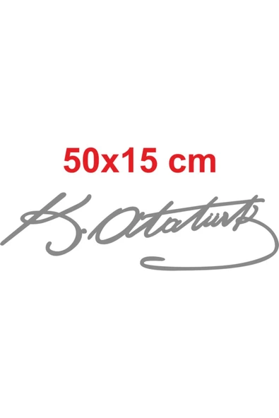 Ftmoto  Büyük Boy Kemal Atatürk Imza Oto Sticker, Beyaz Renk, 50x15 cm, Araba Sticker