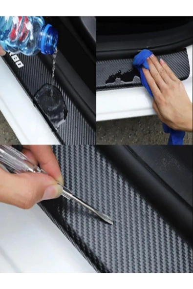 Ftmoto  Nissan Note Uyumlu Yeni Nesil Aksesuar Oto Bağaj Ve Kapı Eşiği Sticker Set Karbon 5 ADET - 3