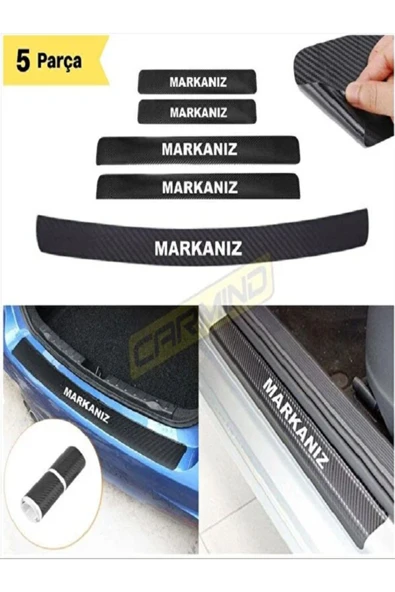 Ftmoto  Fiat Freemont Uyumlu Yeni Nesil Aksesuar Oto Bağaj Ve Kapı Eşiği Sticker Set Karbon 5 ADET - 2